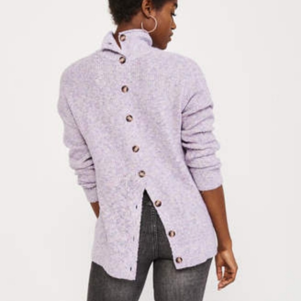 Abercrombie button back cable knit turtle neck